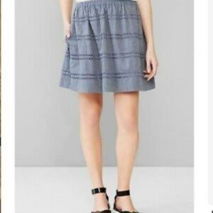 Chambray Eyelet A-Line Miniskirt